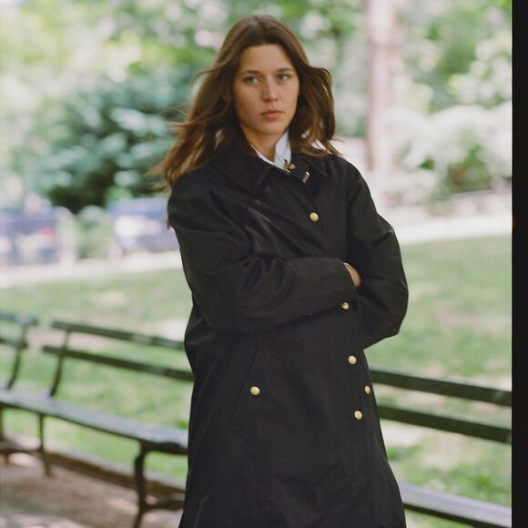 NWT J.Crew Women's Petite Long Barn Jacket in Black Waxed Cotton Twill Size XXSP - Picture 4 of 16